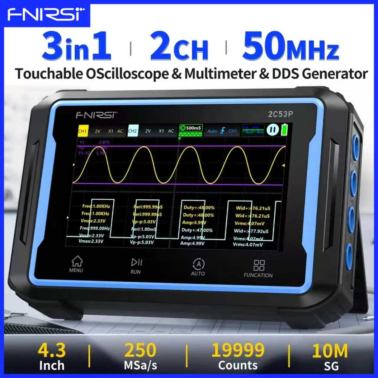 Signal Generator Spectrum Analyzer - Osciloscopio Digital con Pantalla Táctil FNIRSI