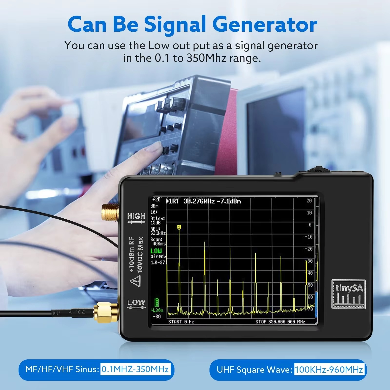 Signal Generator Spectrum Analyzer - Analizador de Espectro Compacto Mejorado TinySA